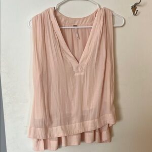 Free People Blush Pink V-Neck Blouse